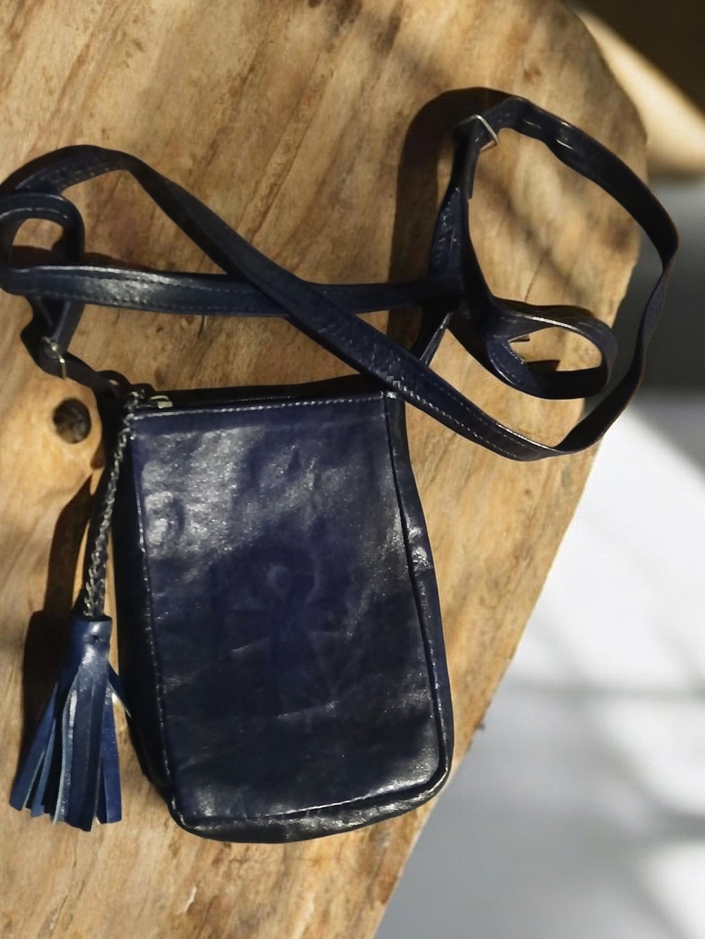 Vintage Handmade African ankh symbol Leather  Pouch
